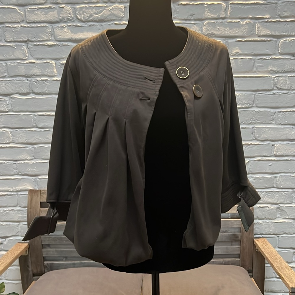 🔘 XXI Gray 3/4 Sleeve Bubble Hem Jacket, sz M